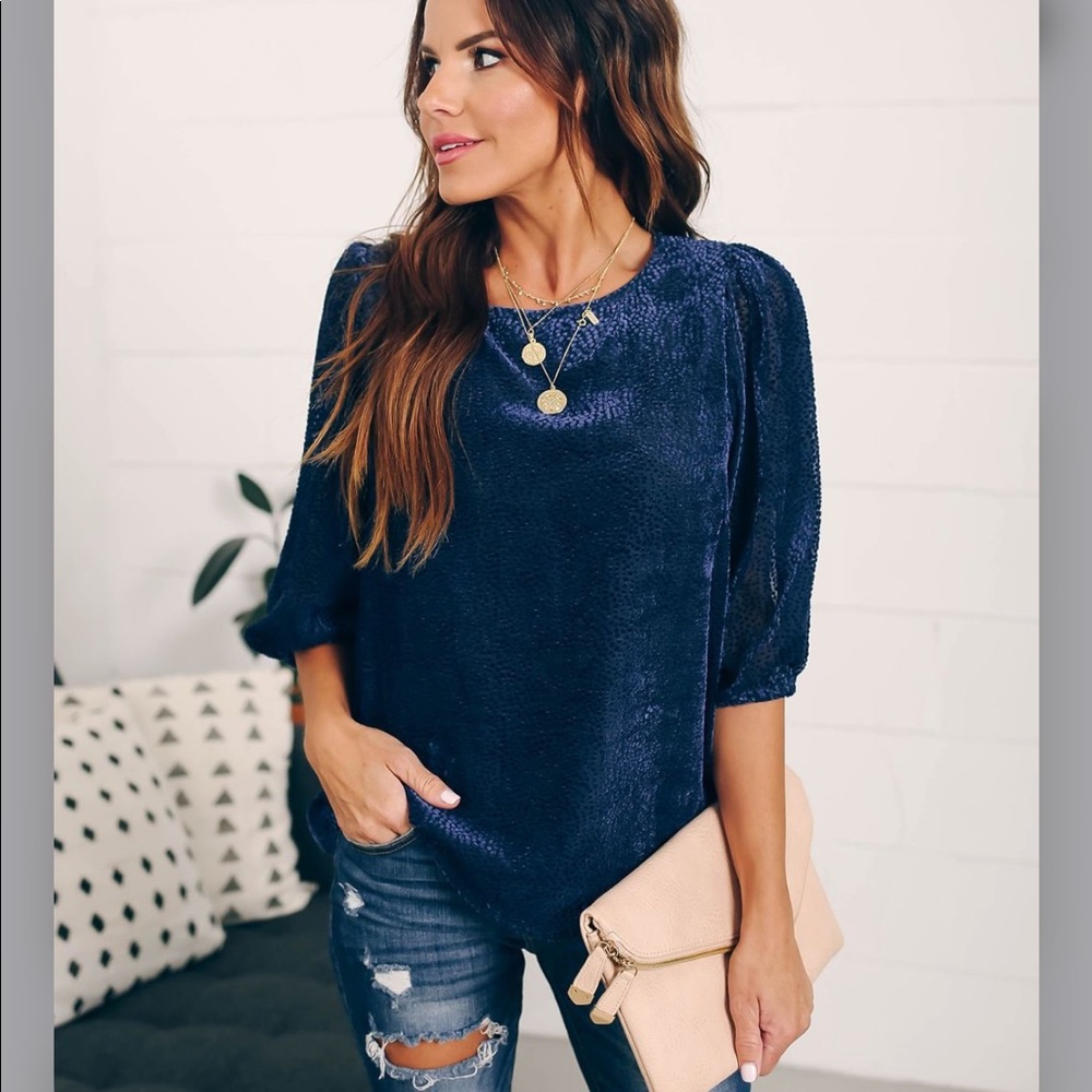 WALKING ON ICE TEXTURED VELVET TOP